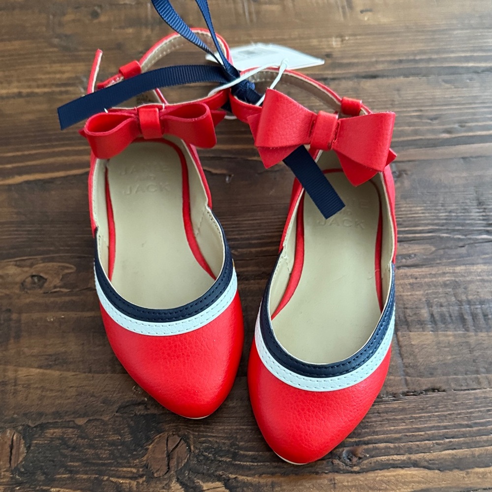 Janie and Jack Red Shoes with Navy Details